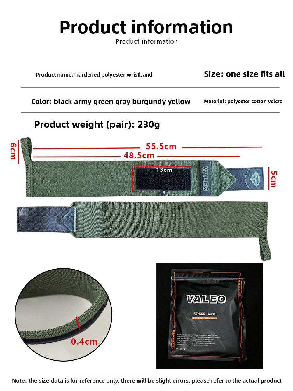 Valeo Reinforced Wrist Wrap for Weightlifting and Fitness
