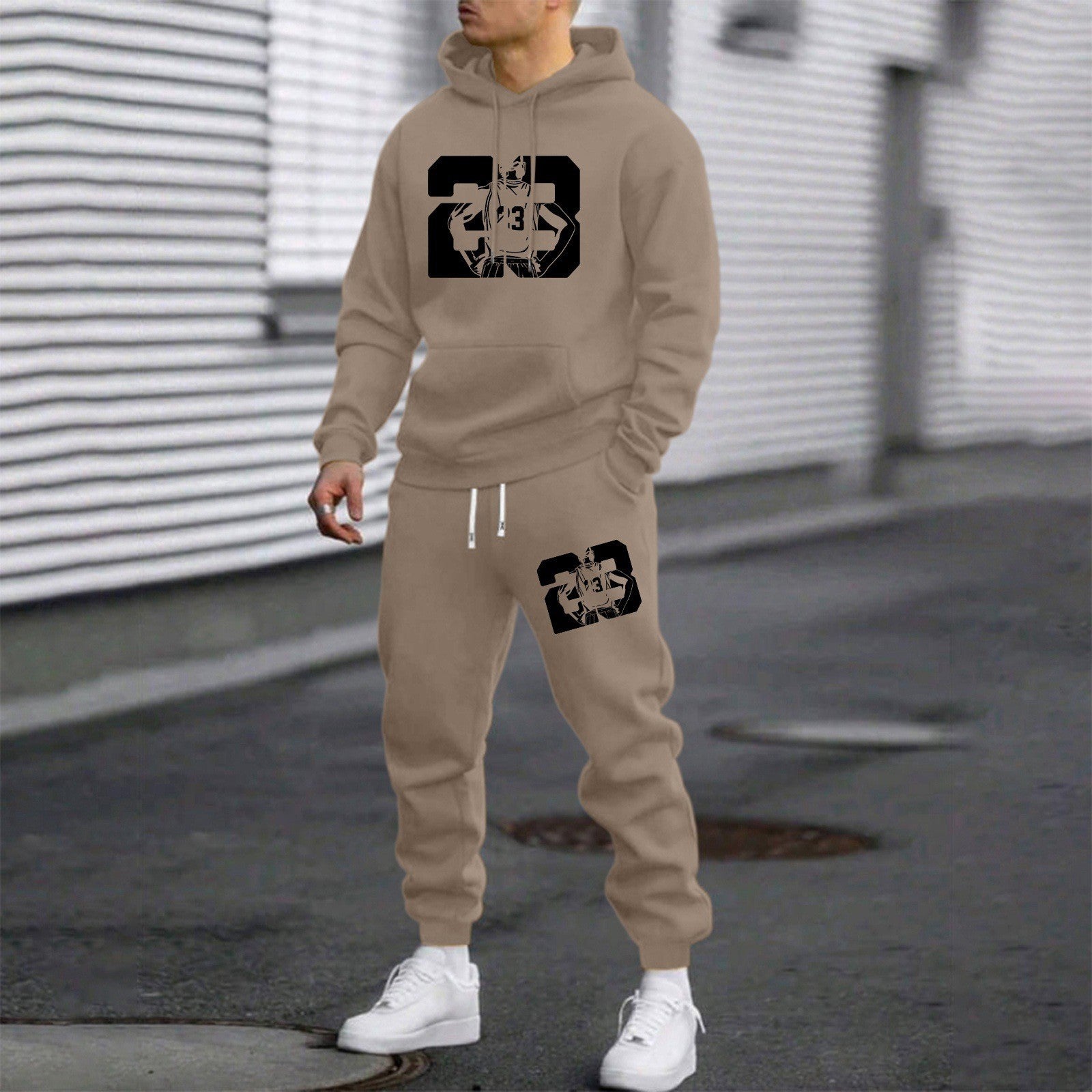 Men's Letter Print Hoodie and Pants Set