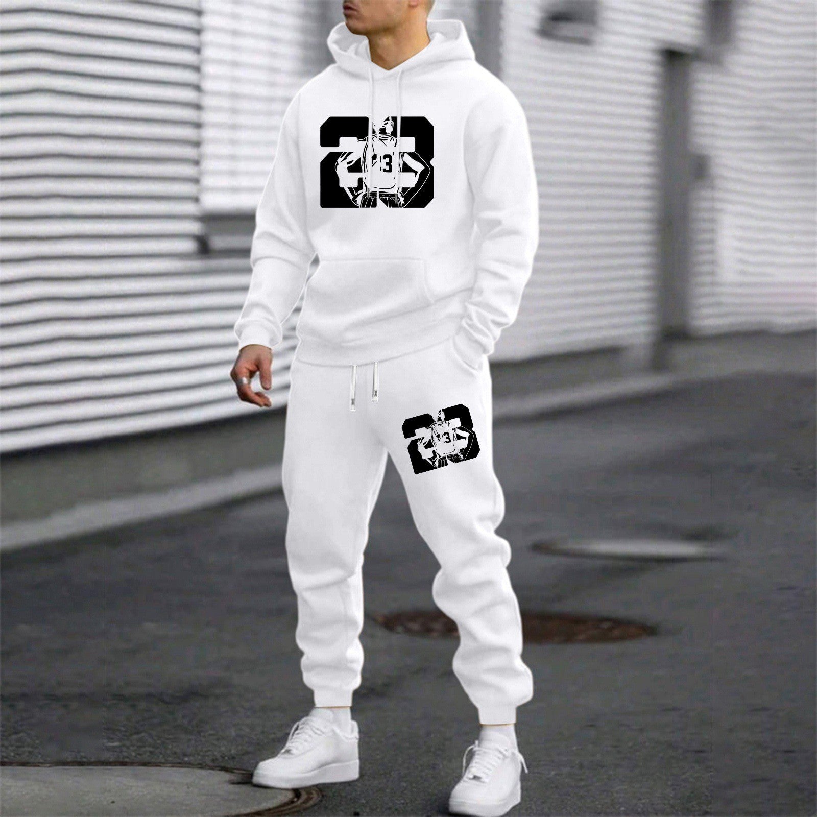 Men's Letter Print Hoodie and Pants Set