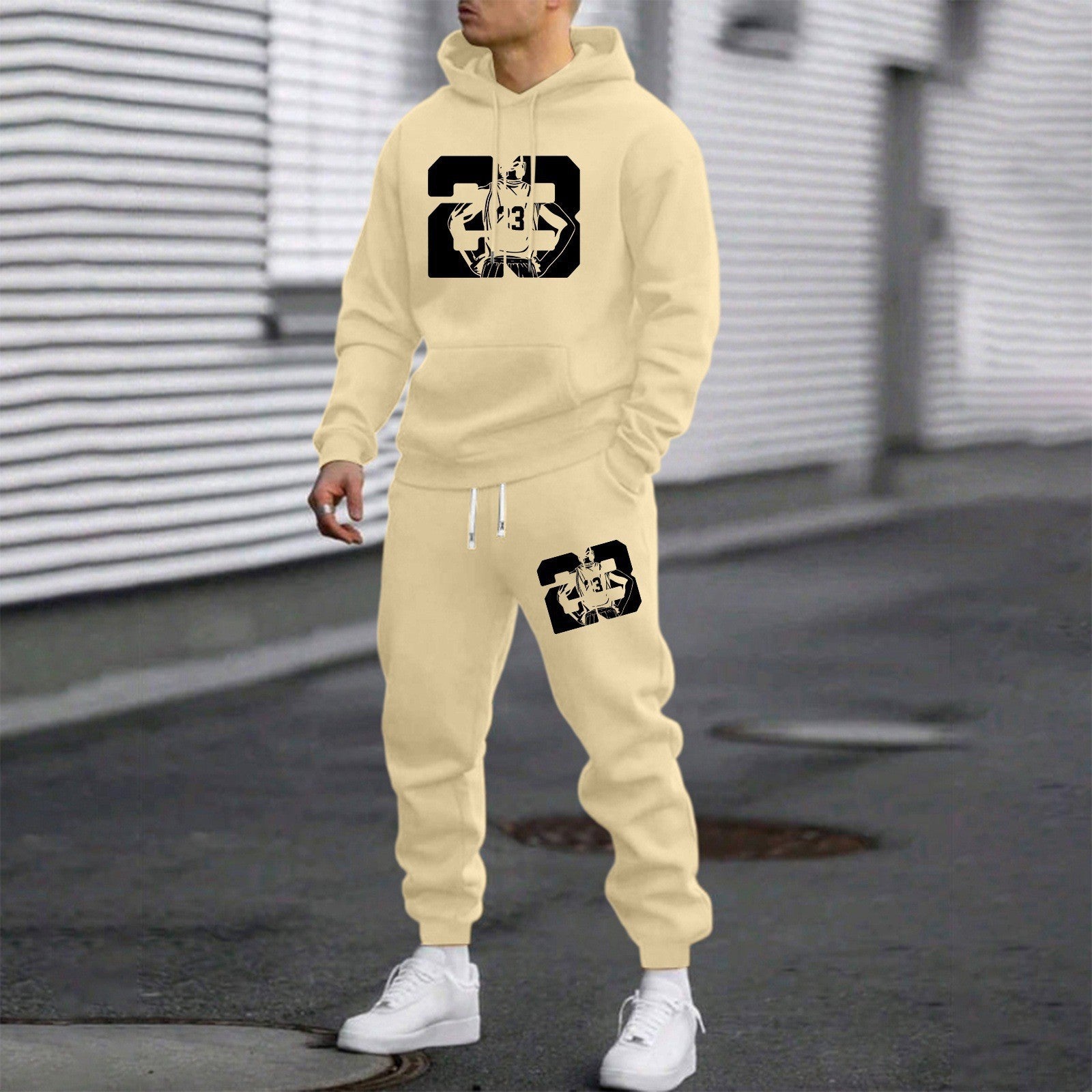 Men's Letter Print Hoodie and Pants Set