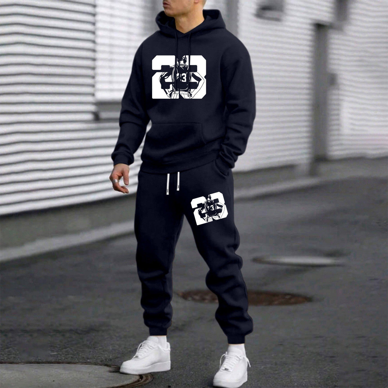 Men's Letter Print Hoodie and Pants Set