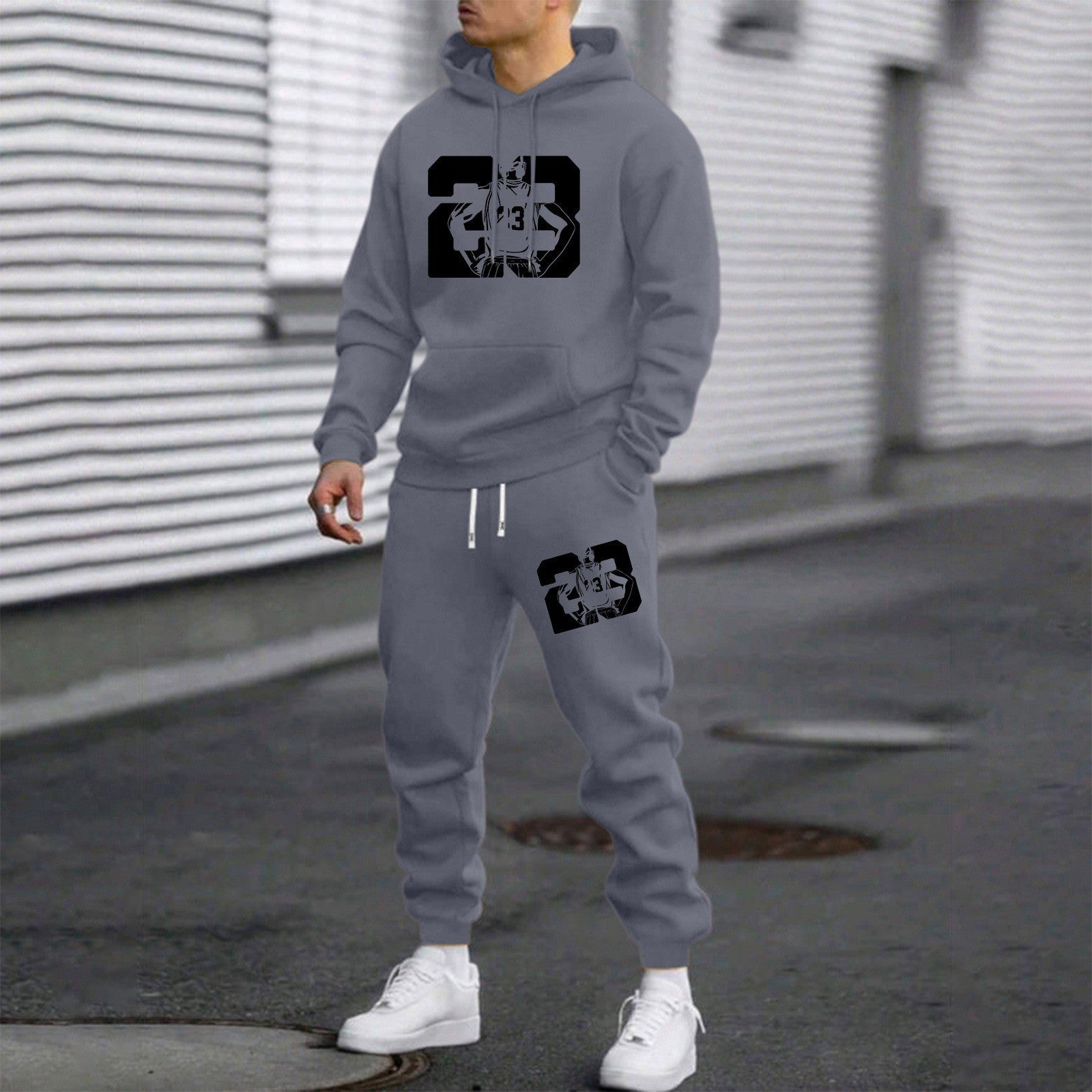 Men's Letter Print Hoodie and Pants Set
