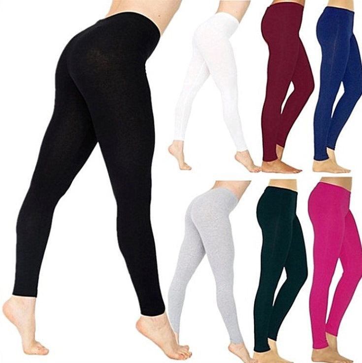 Women's Solid Color Leggings Elastic Pants Leggings