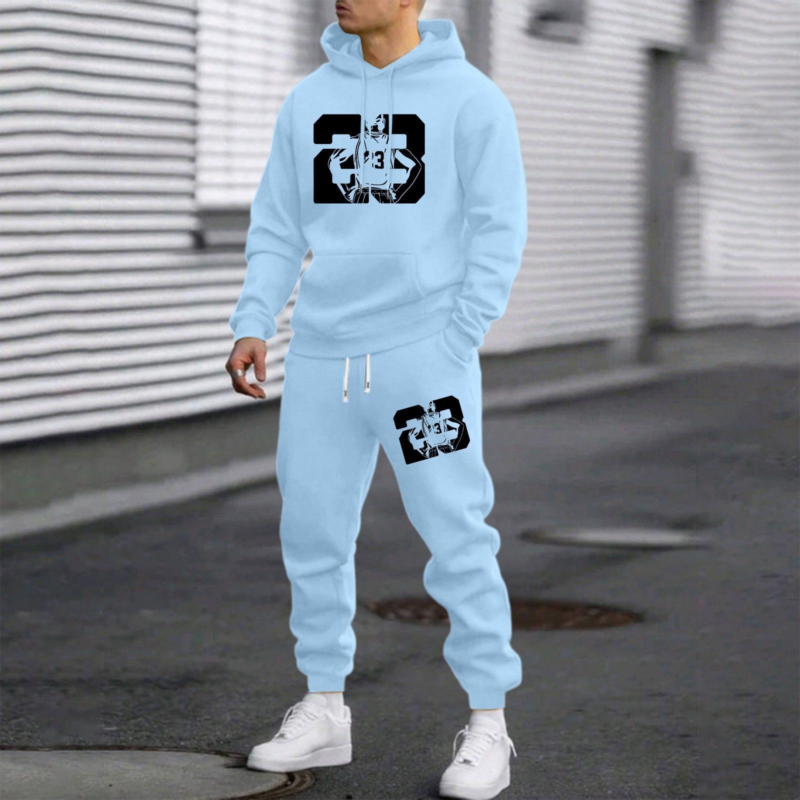 Men's Letter Print Hoodie and Pants Set