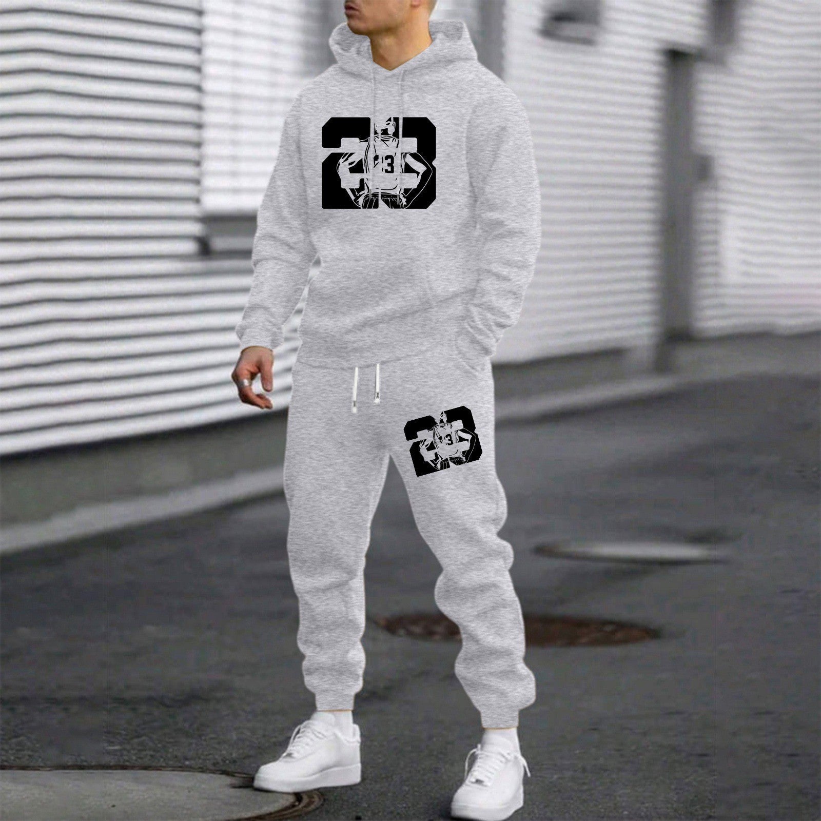Men's Letter Print Hoodie and Pants Set