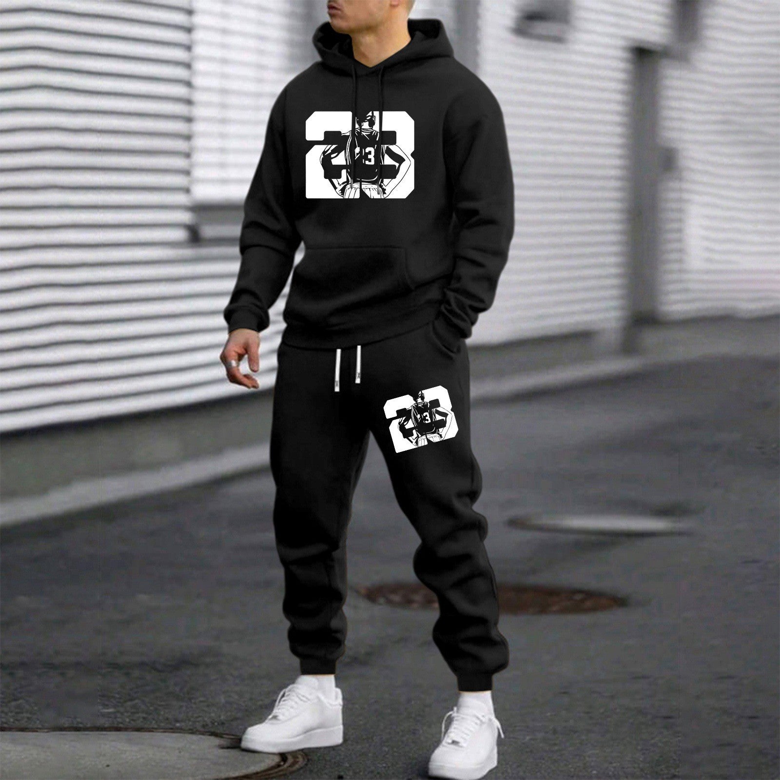Men's Letter Print Hoodie and Pants Set